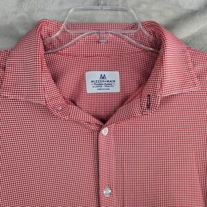 MIZZEN+MAIN Mens XL Trim Fit Red Gingham Button Down Dresd Shirt American Made
